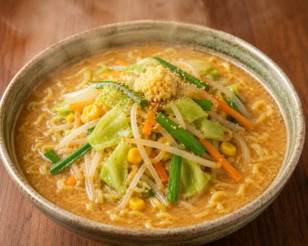 ベミラス(ベジタブル・みそ・ラーメン・スープ)で作ったヴィーガンの味噌ラーメン