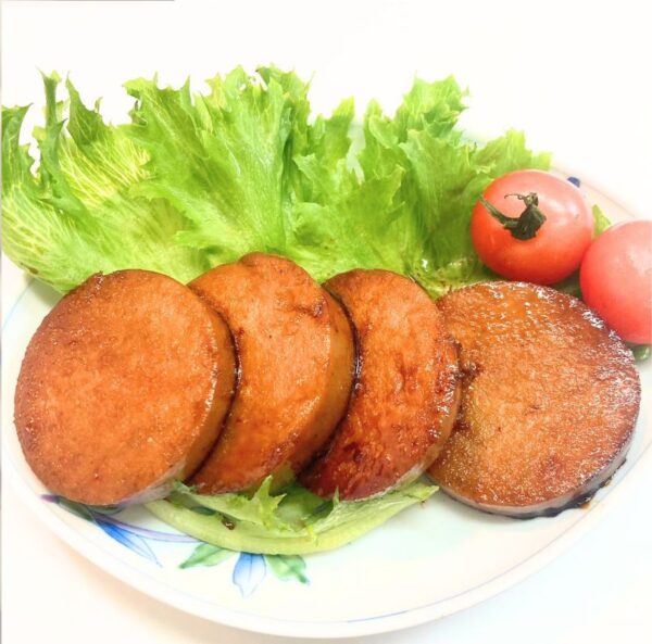 三育フーズのヴィーガンハムを使った照り焼きステーキ
