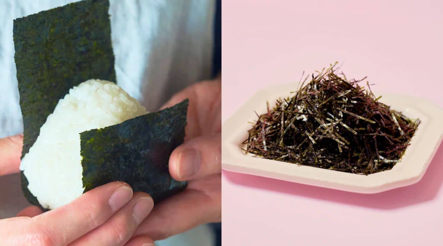 海苔を巻いたおにぎりと刻みのり