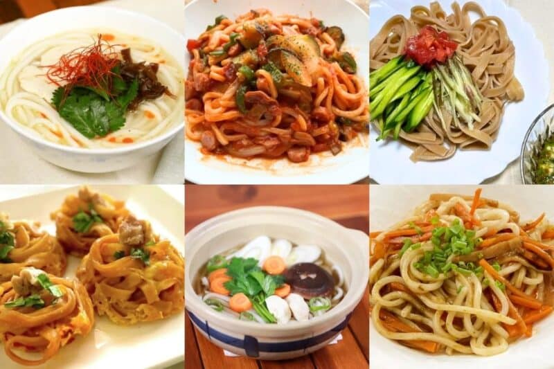 う米めんを使ったスープ麺、トマトパスタ、冷やし麺、焼き麺など6種類のアレンジ料理